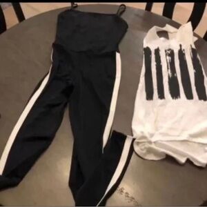 Halloween/dress-up Black/white jumper & tank top, HipHop outfit SA (small adult)